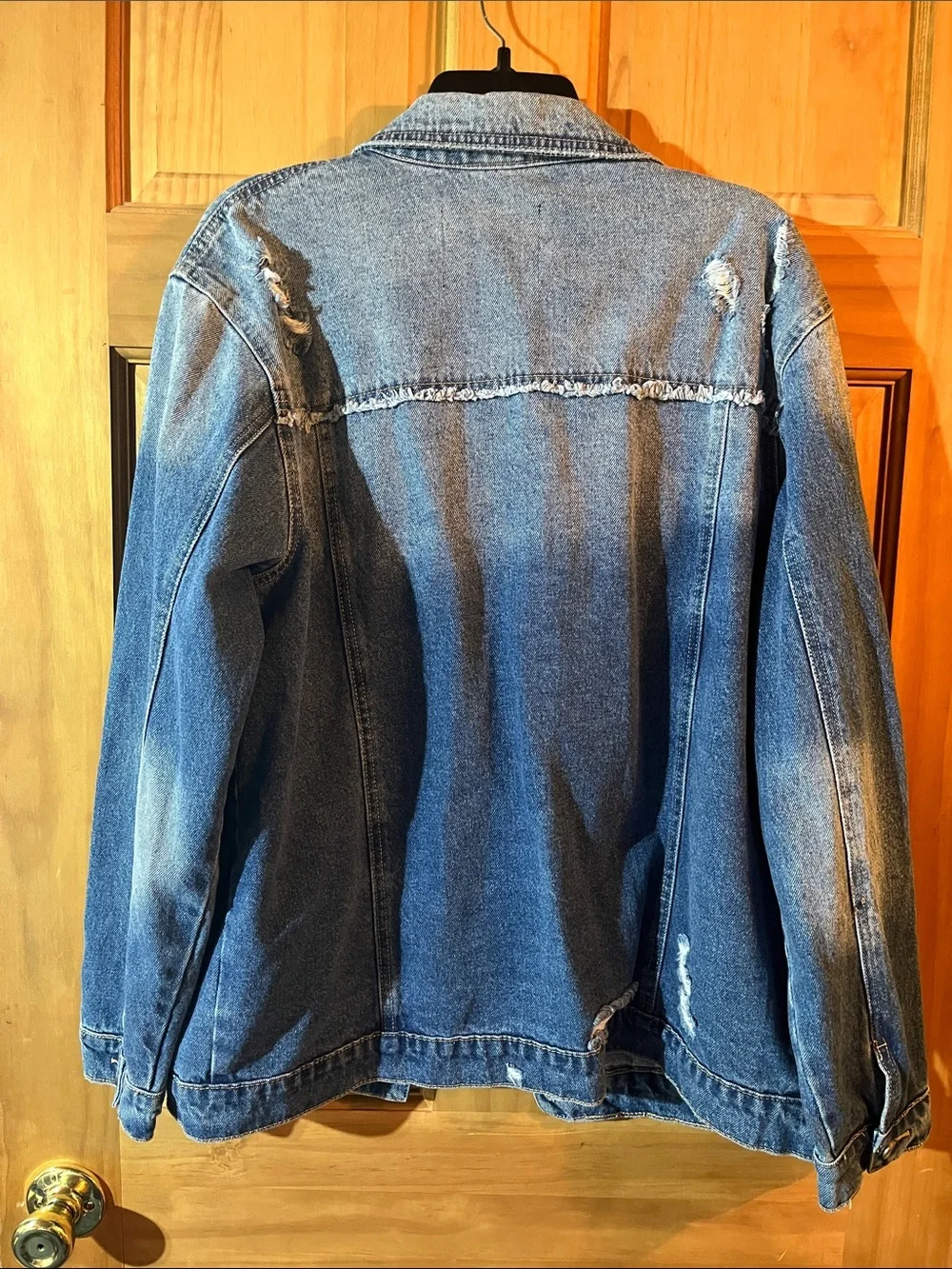 KanCan Distressed Blue Denim Jacket